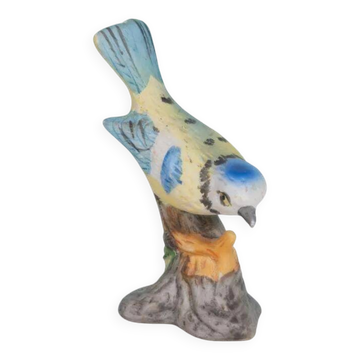 Oiseau en porcelaine vintage Pimpelmees bleu