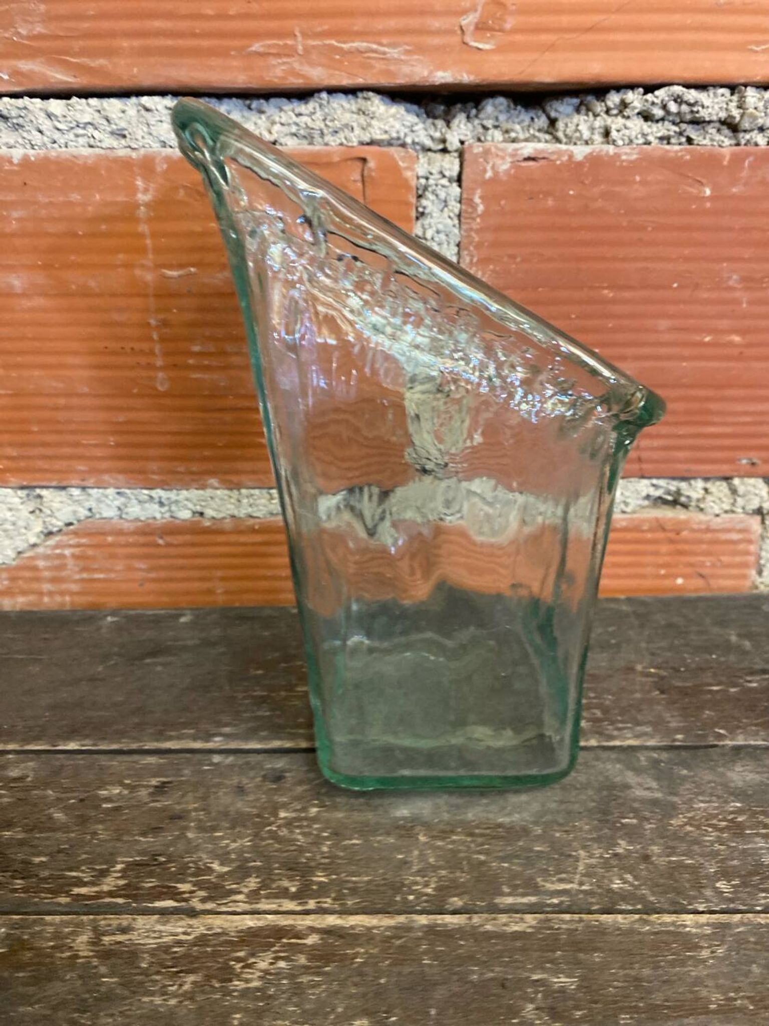 Vase Ancien Design Cascade Verre Bullé Vintage #C868