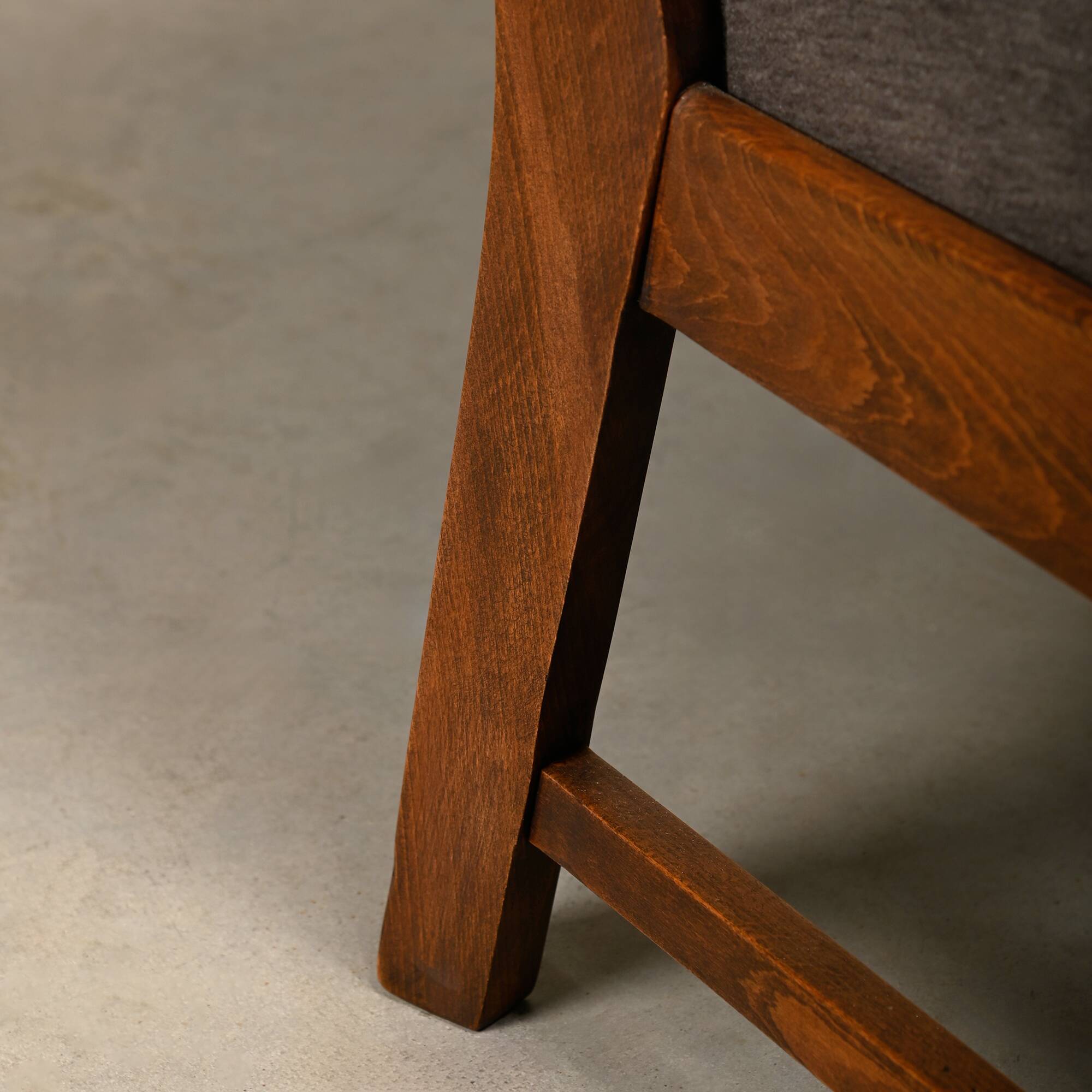 Fritz Hansen Armchair in stained beech wood and warm Grey Mohair, 1940s