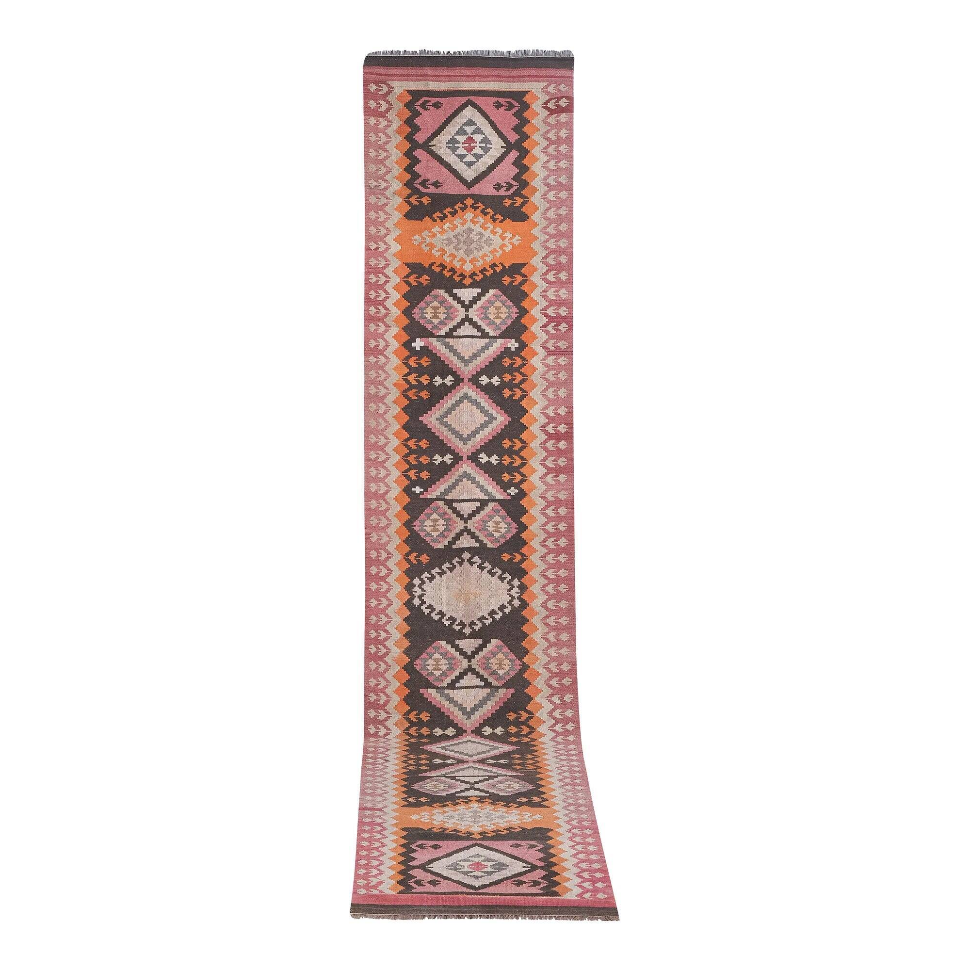 Vintage Turkish hallway rug 98x458 cm
