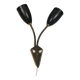 Older wall lamp with black metal shades and brass bend ‘arms’