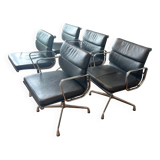 EA208 armchair in dark gray/asphalt Soft Pad leather by Charles & Ray Eames, Vitra for H. Miller