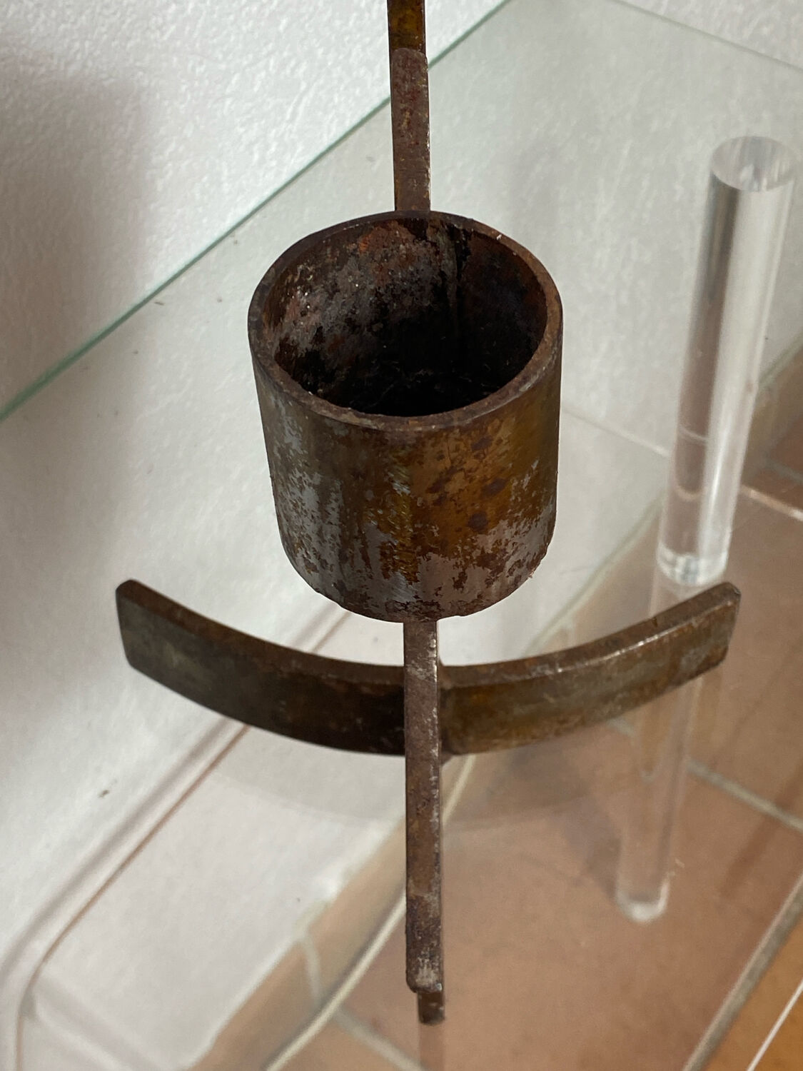 Large brutalist wrought iron chandelier, 1970s