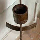 Large brutalist wrought iron chandelier, 1970s