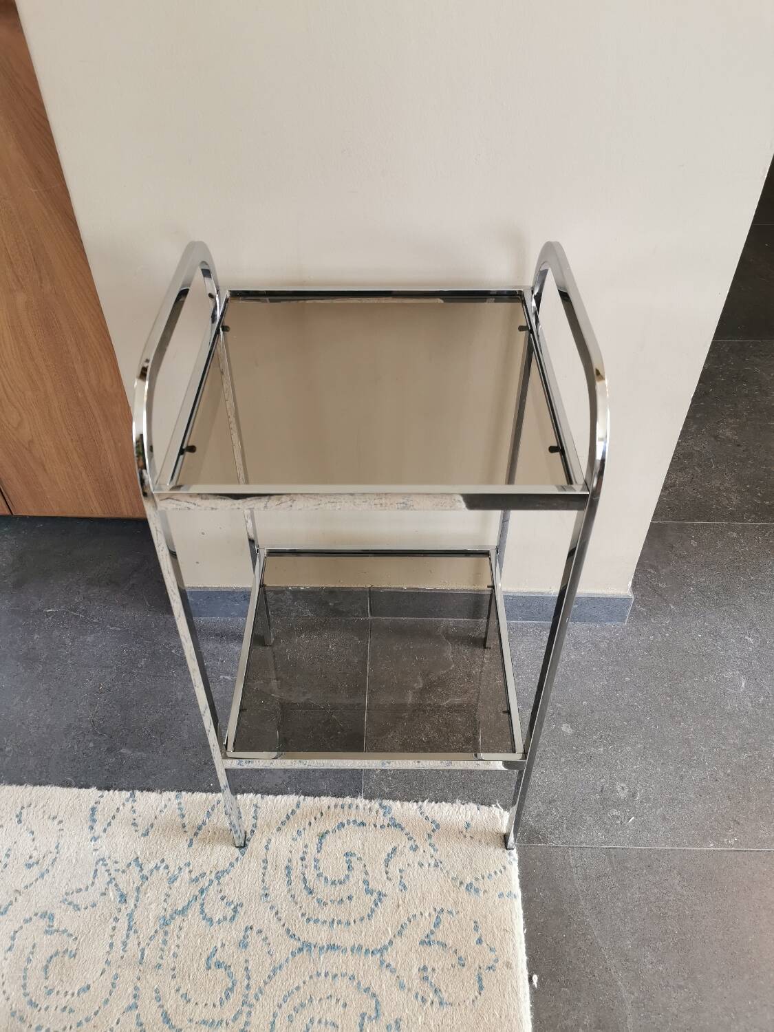 Small vintage chrome metal shelf