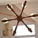 Mid-century wood chandelier  by Inva Litomerice,1970's
