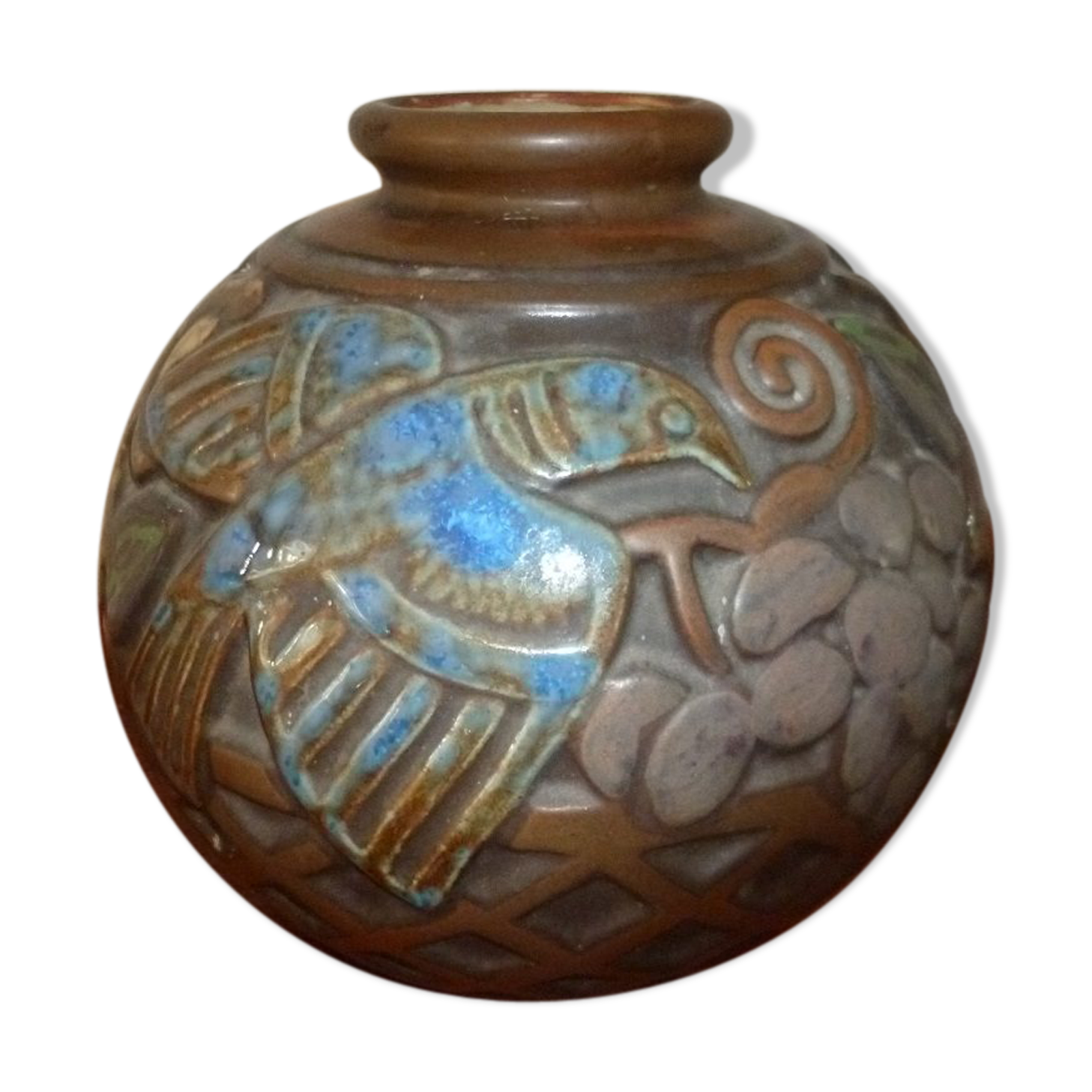 Ball vase Frères Mougins 1900 Nancy ceramic art deco vase