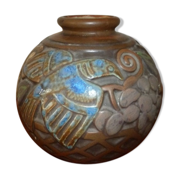 Vase boule Frères Mougins 1900 Nancy céramique art deco