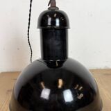 Black Enamel Industrial Pendant Lamp from AEG, 1930s