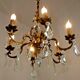 Lovely Quality Brass 6 Light Scrolled Acanthus Leaf Crystal Cage Chandelier 3626