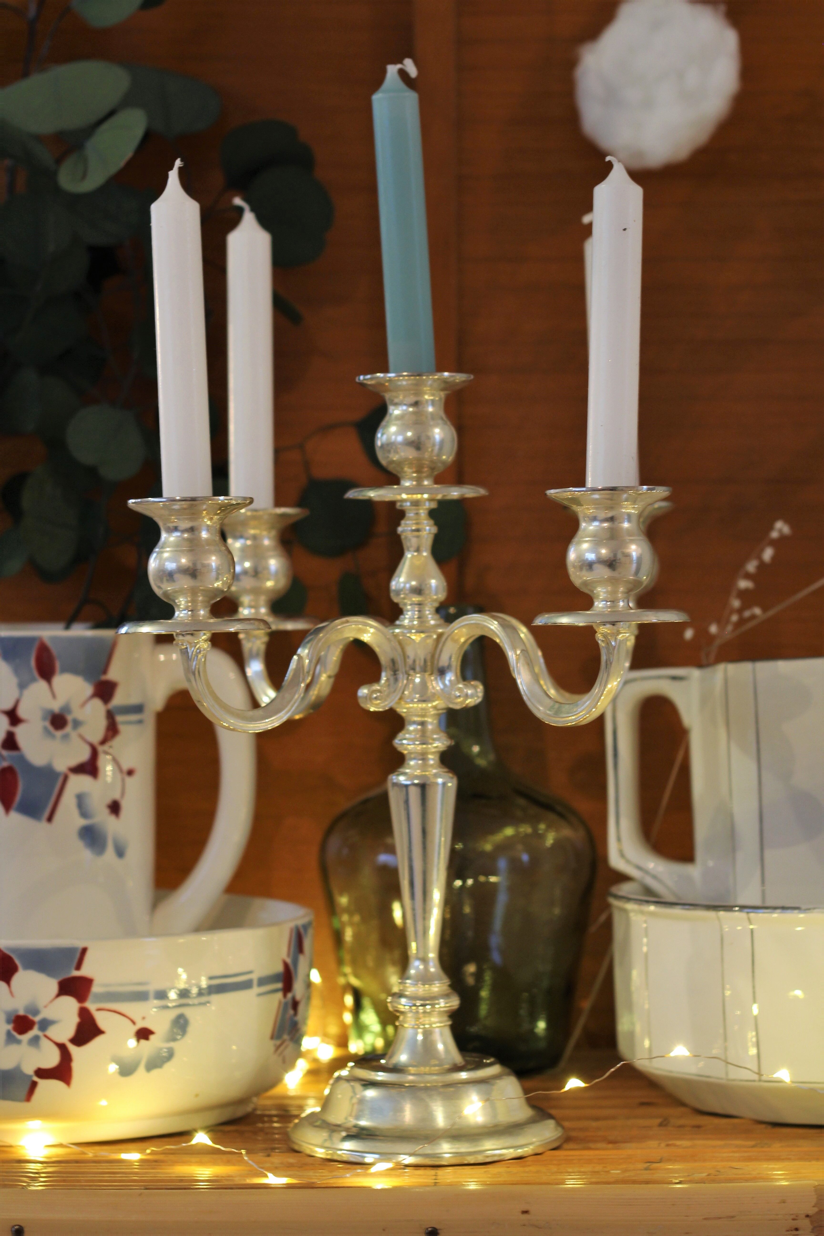 Chandelier 5 silver metal lights