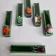Set of six enamelled ceramic knife holders decorated with vegetables from the sun