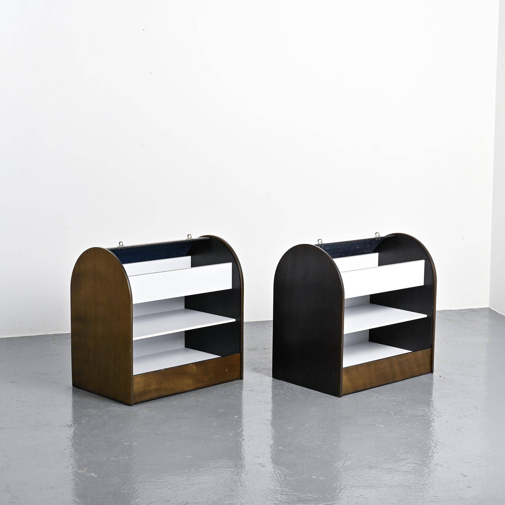 Pair of louvered furniture by Klaus Vogt for Thut Möbel, circa 1970.