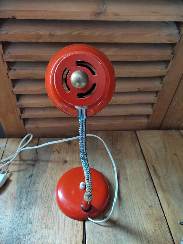 Bedside desk lamp orange red metal