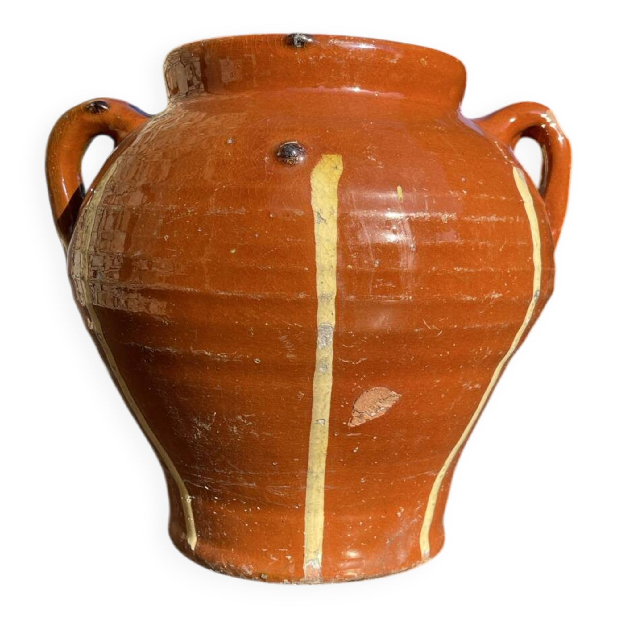 Ancient terracotta pottery jar