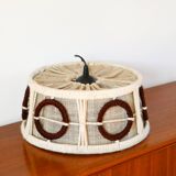 Round wool pendant with geometric patterns, Beige, Design, 1970