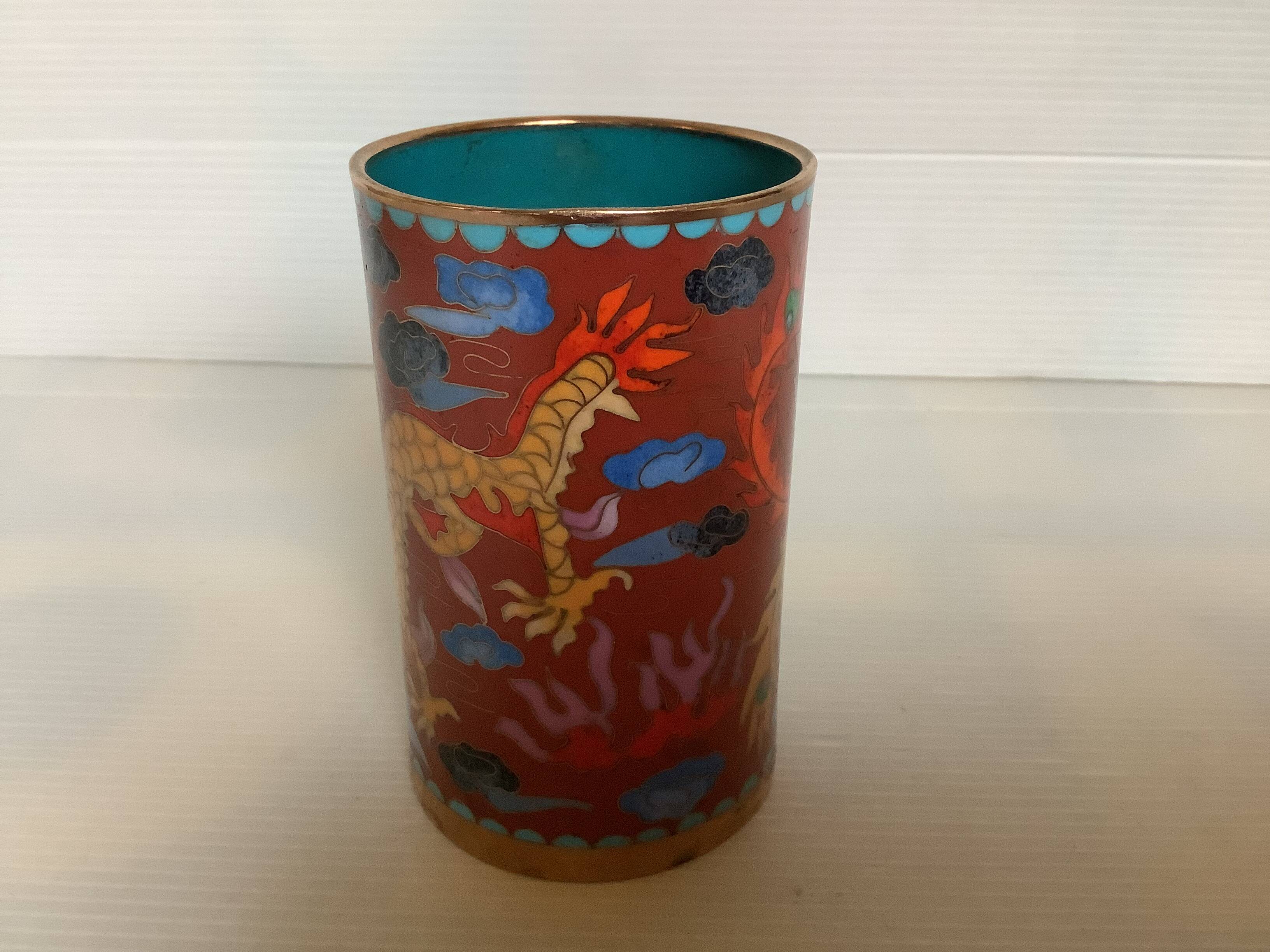 Cloisonne enamel pencil pot