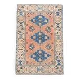 6x10 Salmon & Blue Comtemporary Vintage Rug, 194x297Cm