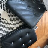 Chrome and leatherette armchair