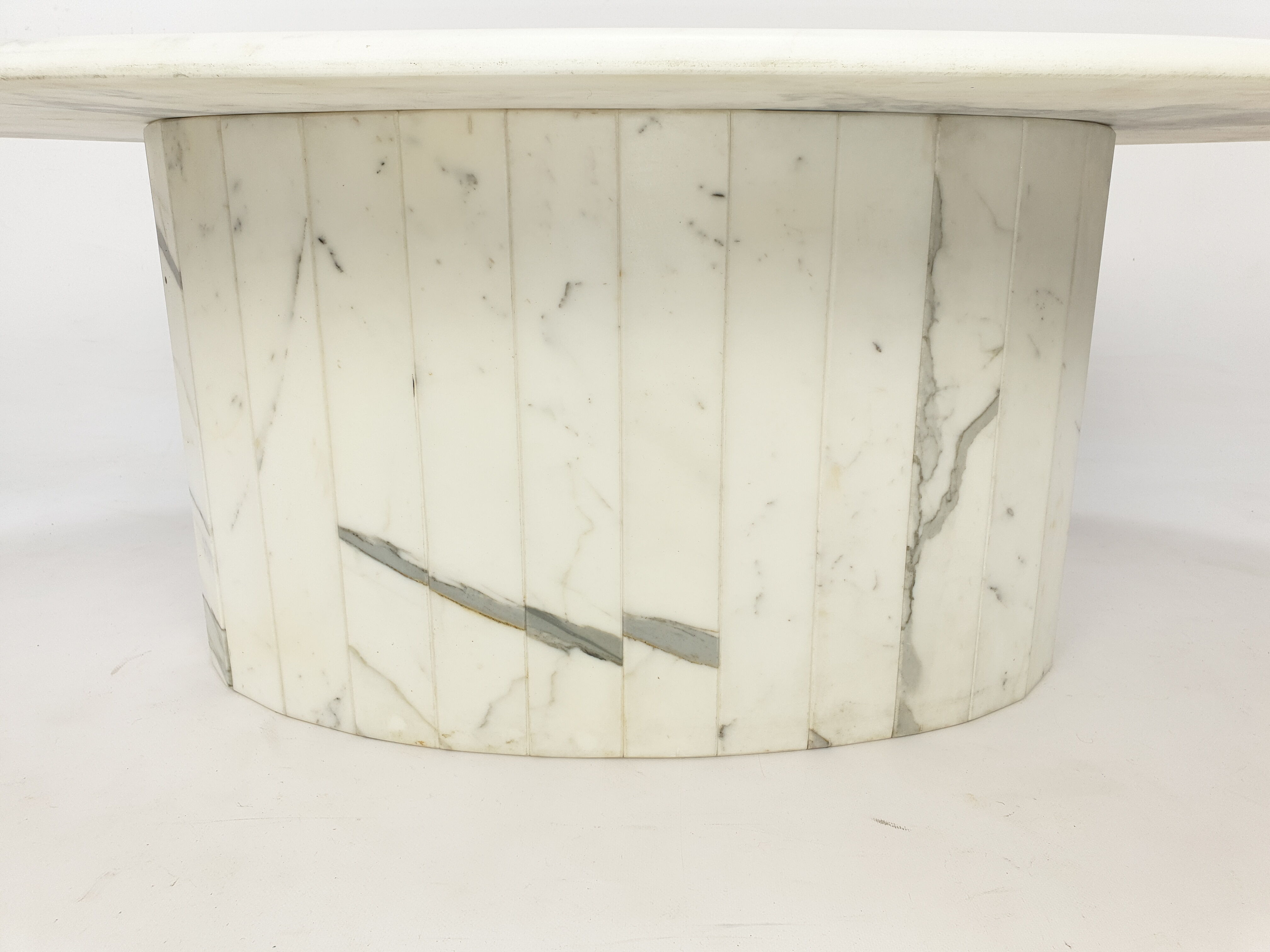 Mid-century italian marble oval coffee table, 1980s