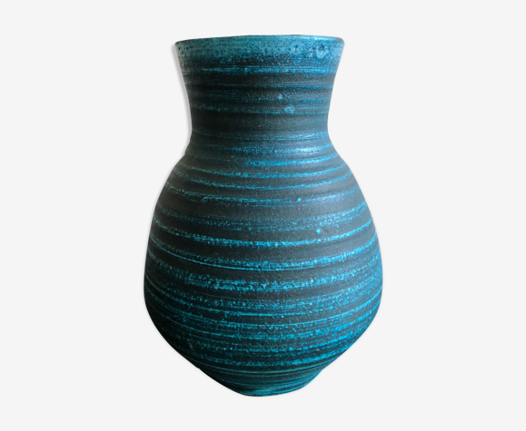 Blue ceramic Accolay vase from the Gauloise series, 1960s | Selency