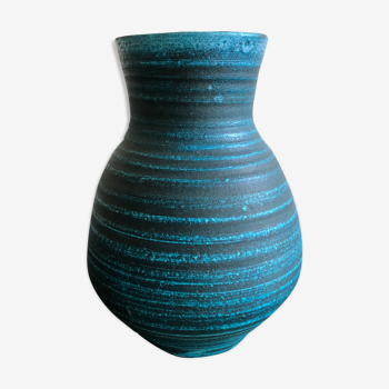 Blue ceramic Accolay vase from the Gauloise series, 1960s