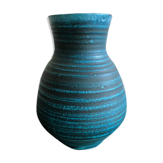 Blue ceramic Accolay vase from the Gauloise series, 1960s