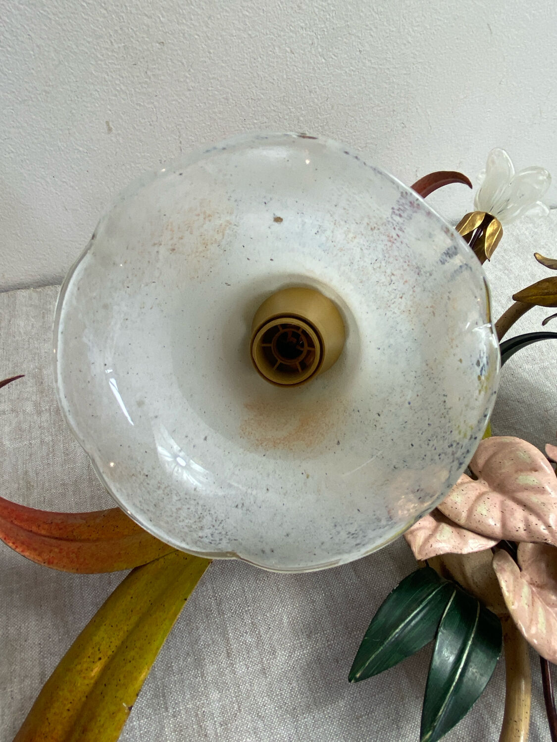 Floral ceiling light in metal and glass, Paterno Franco