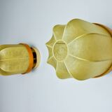 Pair of "cocoon" wall lights, resin and pine, Italy, 1970