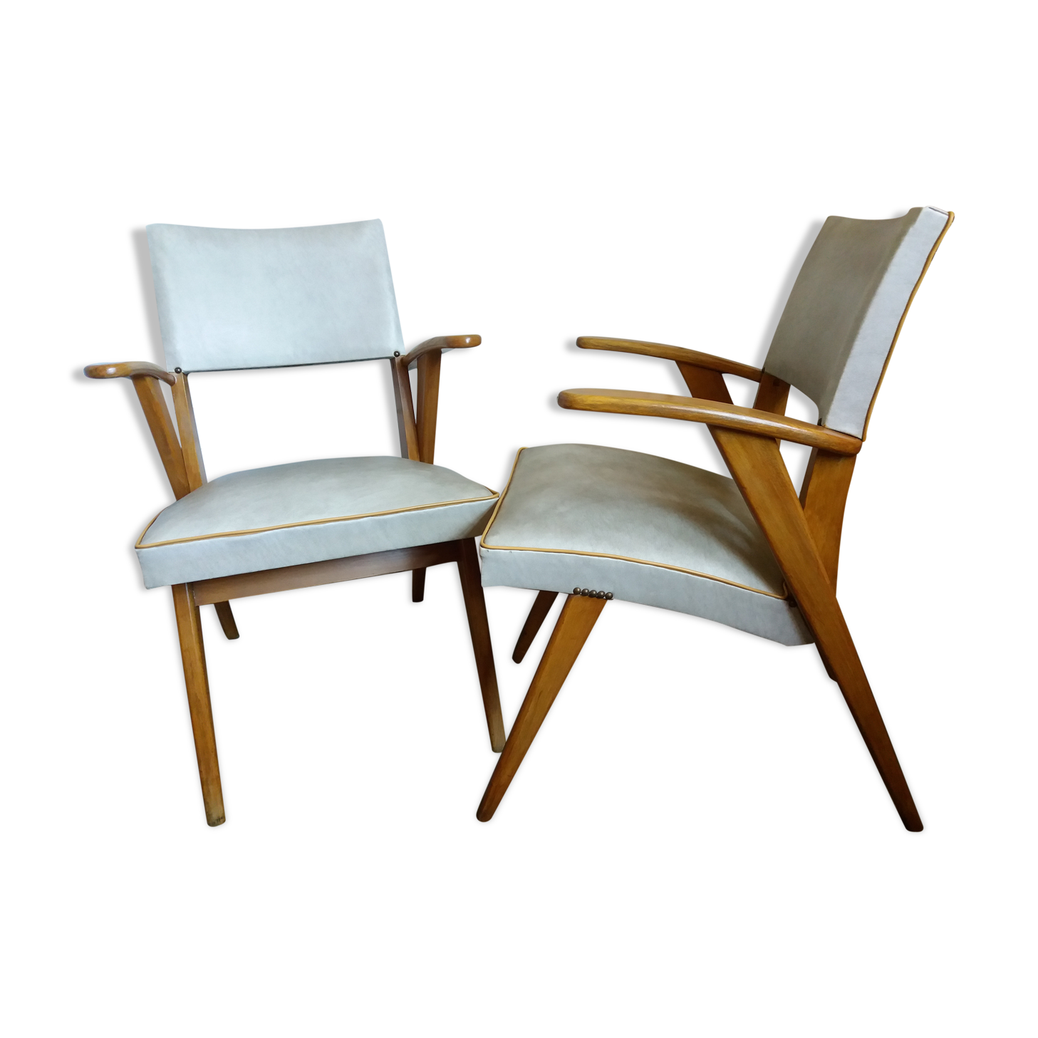 Pair of armchairs feet compass from the years 60