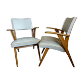 Paire de fauteuils pieds compas des années 60