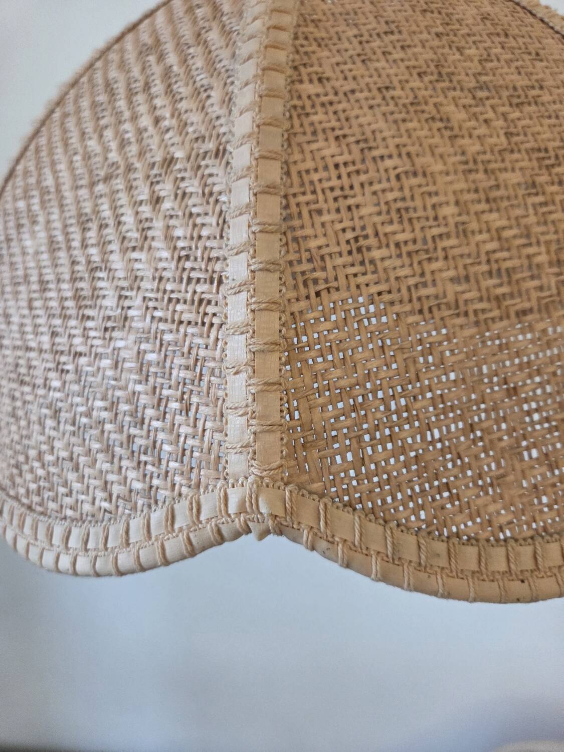 Pair of vintage rattan lampshades