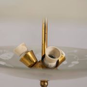 Lustre vintage années 40 en cristal décoré et laiton design italien