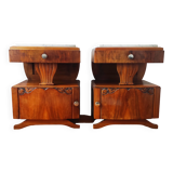 Paire de tables de chevet en noyer blond, Art déco 1940