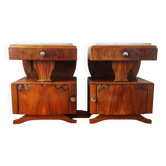 Paire de tables de chevet en noyer blond, Art déco 1940