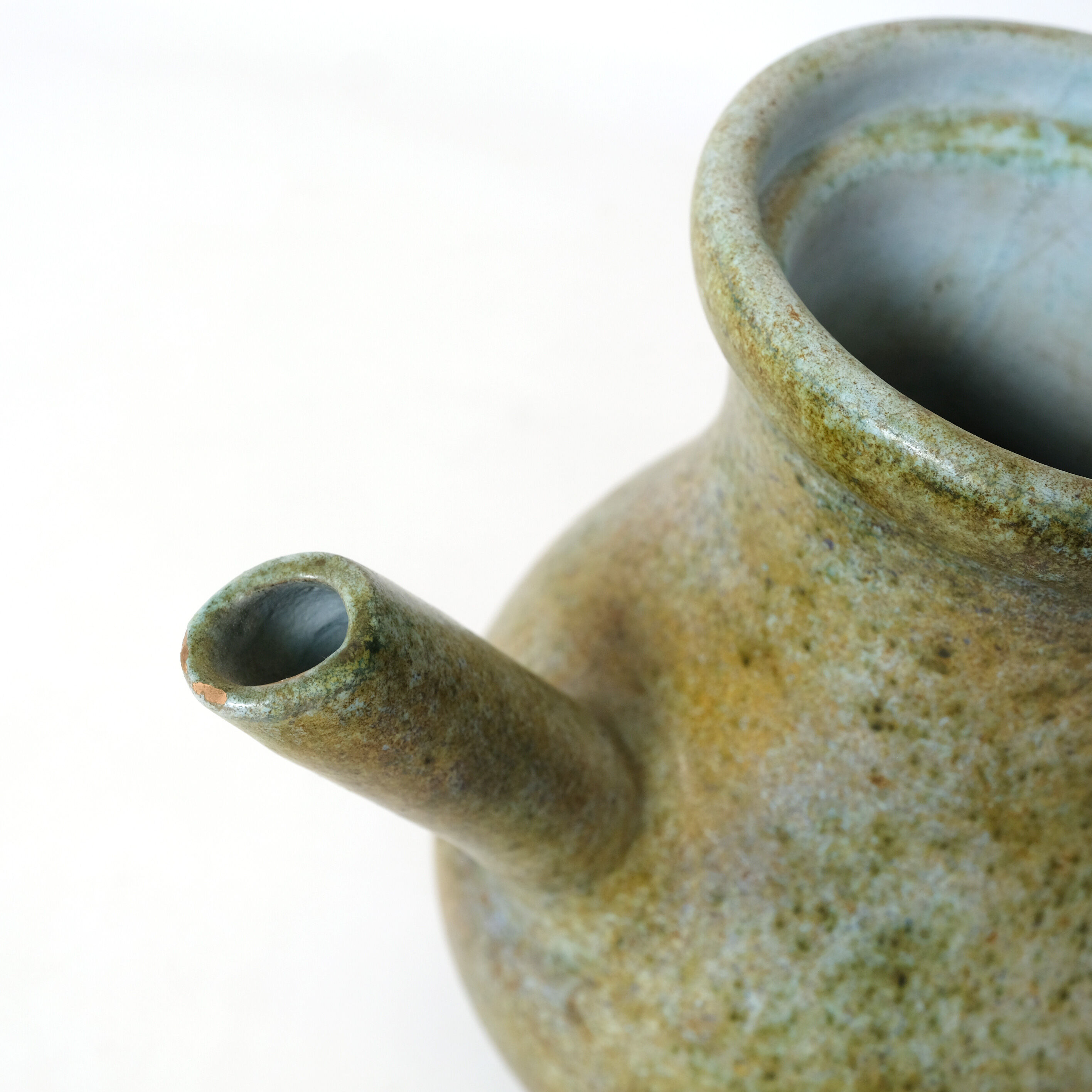 La Grange aux Potiers, ceramic pourer with green cover, 35 cm