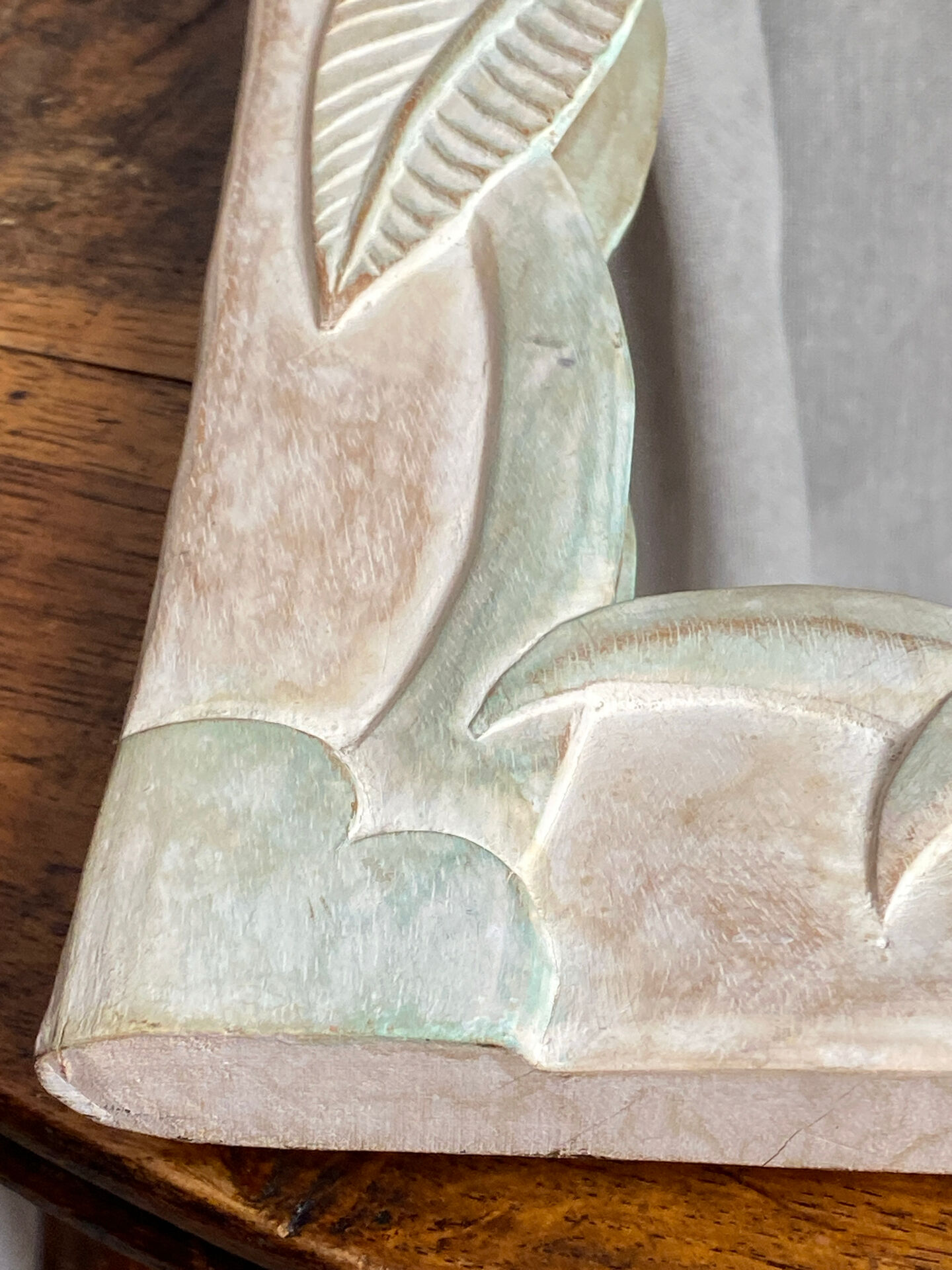Carved wooden mirror