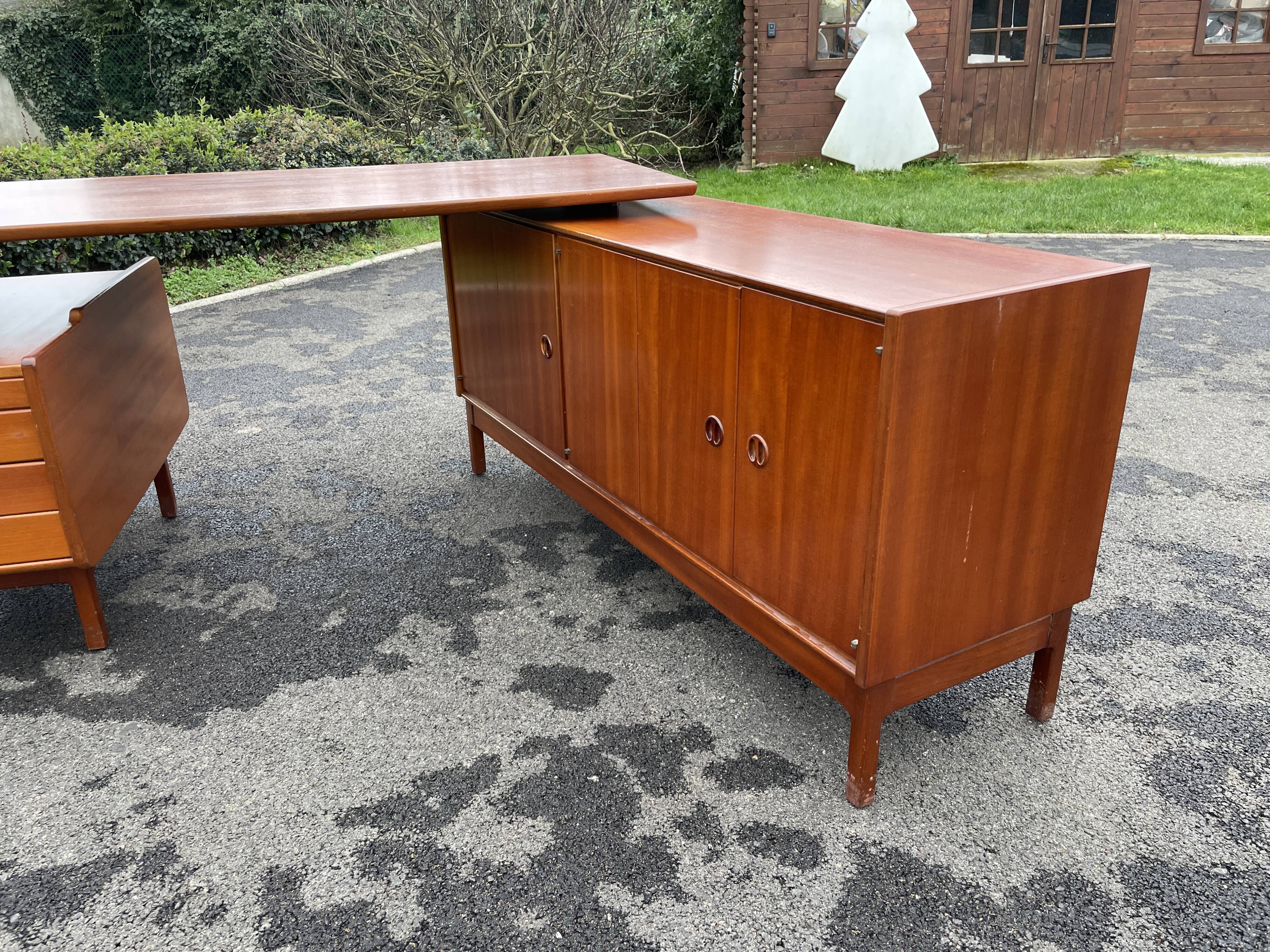Desk Jacques Hauville 1960 bema and enfilade desk