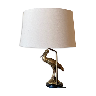 Lampe à poser cigogne en laiton