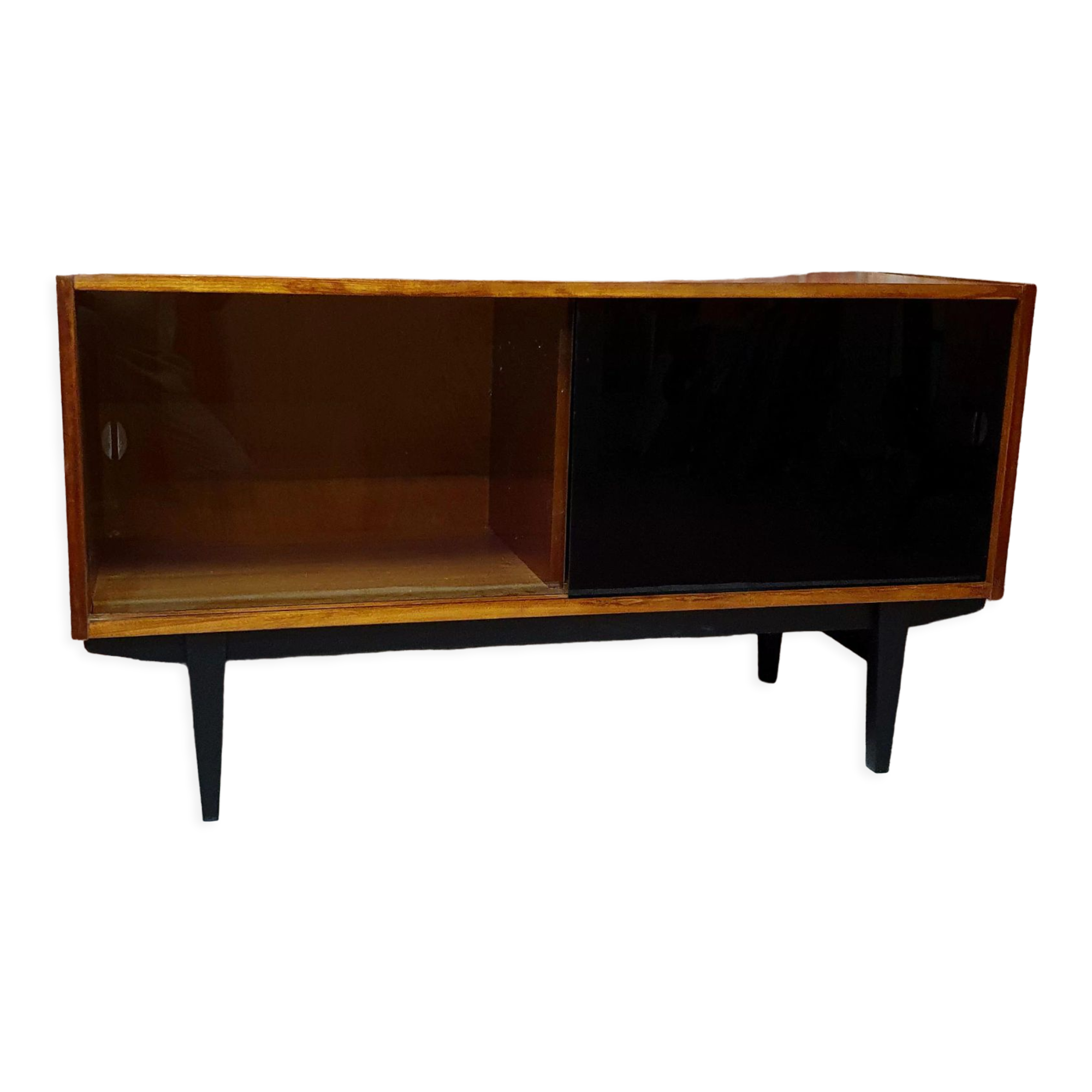 Renovated Violetta Display Cabinet with sliding glass doors, 1970s, Poland