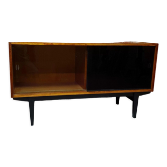 Renovated Violetta Display Cabinet with sliding glass doors, 1970s, Poland