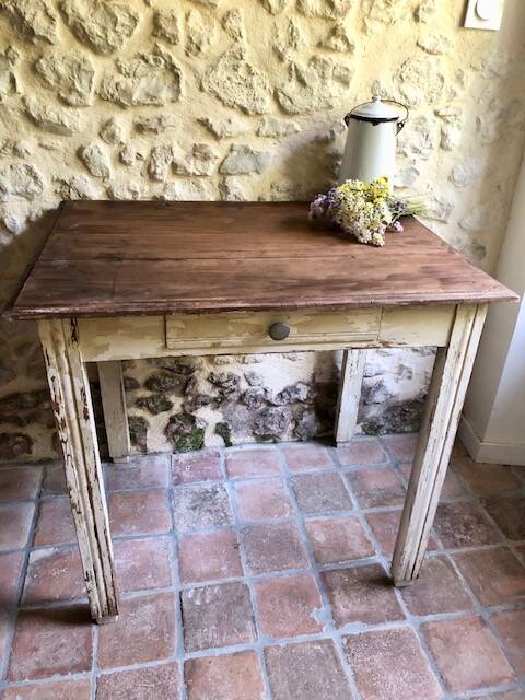Antique wooden farmhouse table