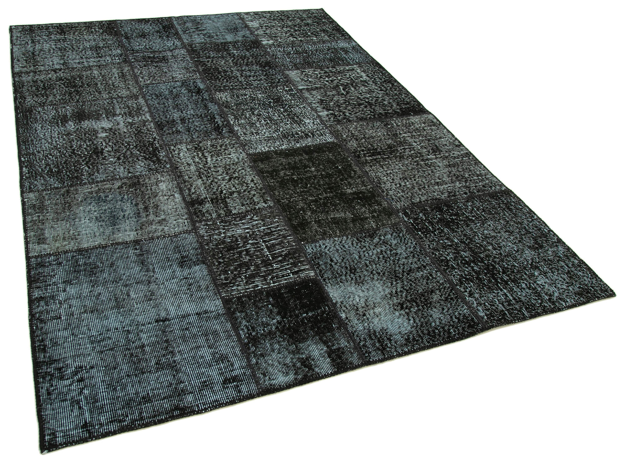 Handmade anatolian vintage 172 cm x 241 cm black patchwork carpet