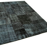 Handmade anatolian vintage 172 cm x 241 cm black patchwork carpet