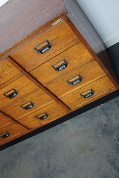 German apothecary cabinet in oak, mid-twentieth century