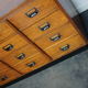 German apothecary cabinet in oak, mid-twentieth century