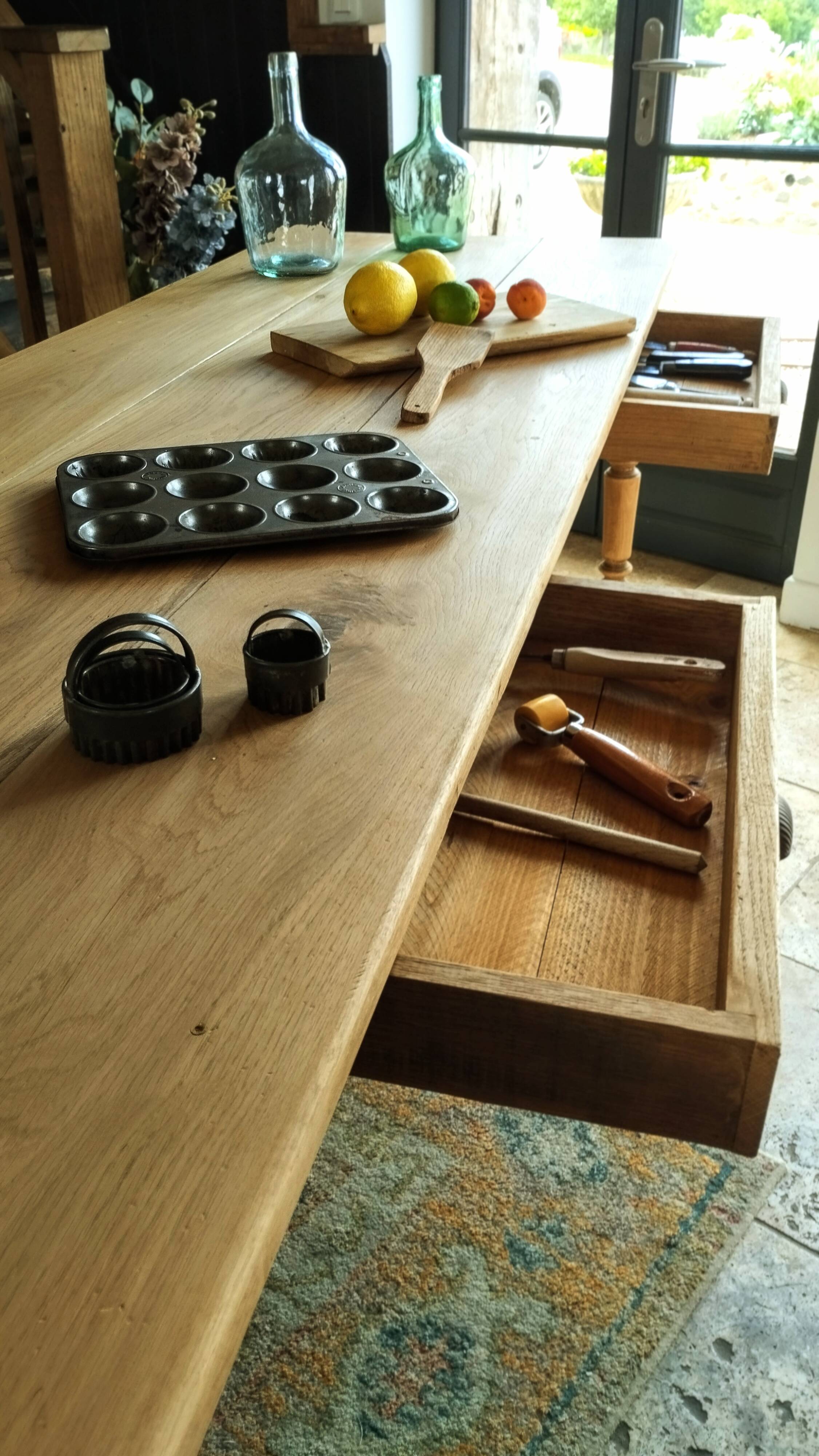 Elegant and refined 230 X 73 solid oak farmhouse table.