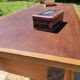 Scandinavian minimalist desk with compass feet