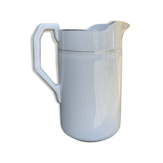 White pitcher and silver edging