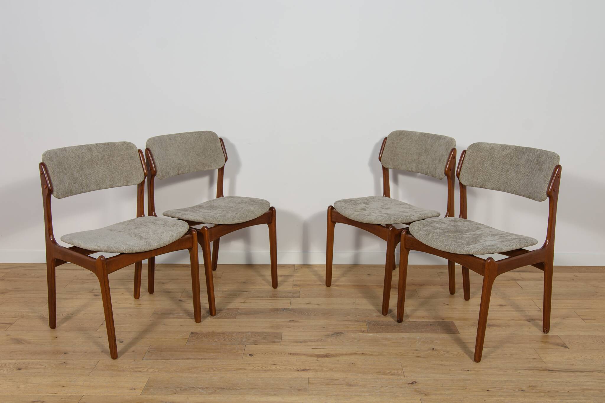 Mid-Century Model 49 Dining Chairs in Teak by Erik Buch for Odense Machine Gunning, 1960s, Set of 4